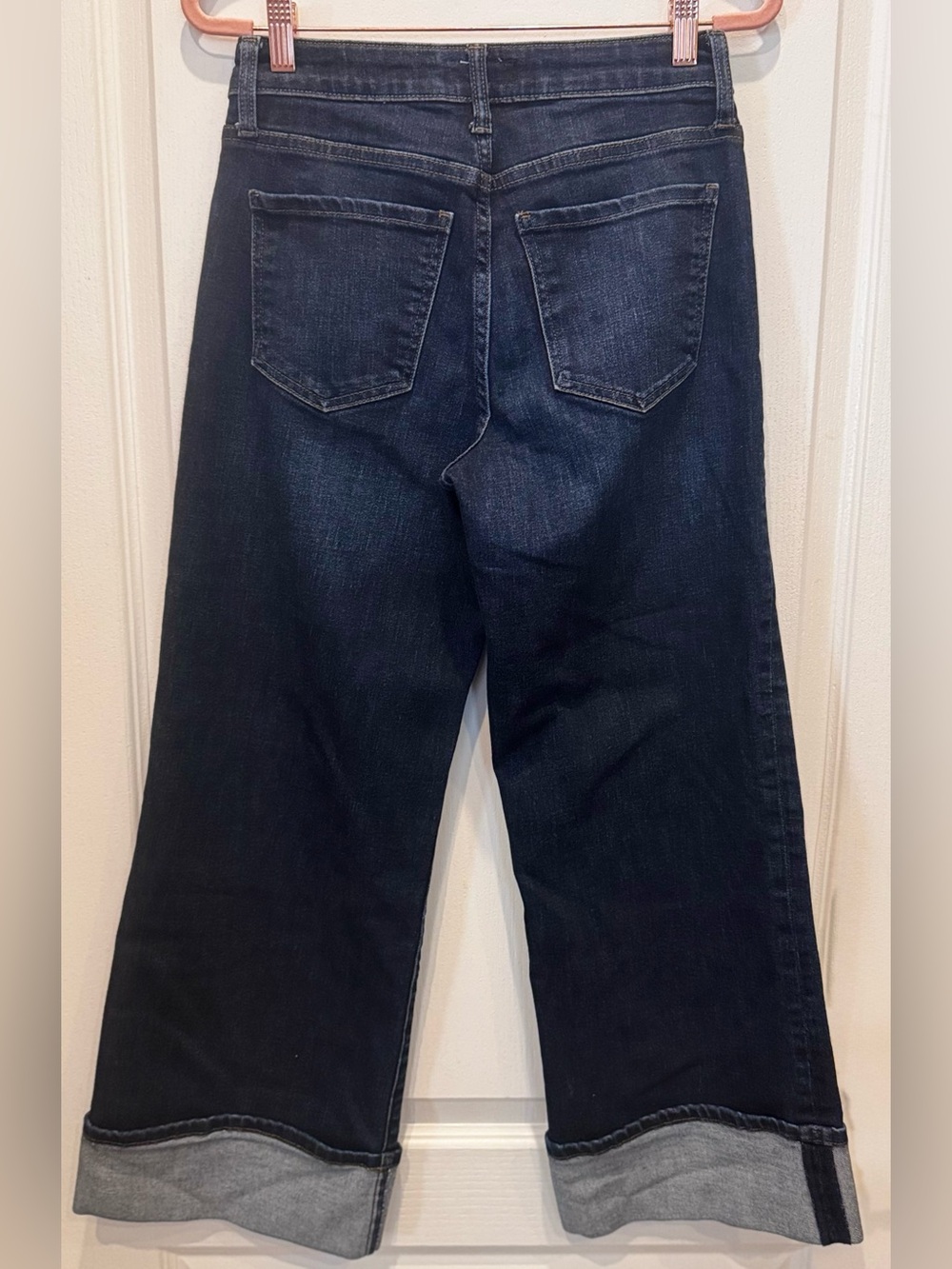 Kut from the Kloth Dark Blue Wide Leg Cuffed Meg Jeans - Picture 7 of 11